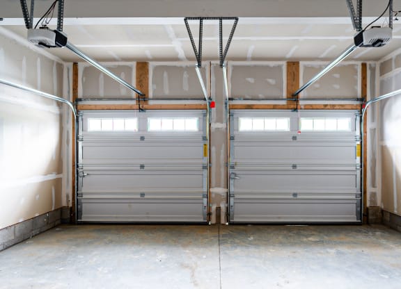 a pair of garage doors in a garage
