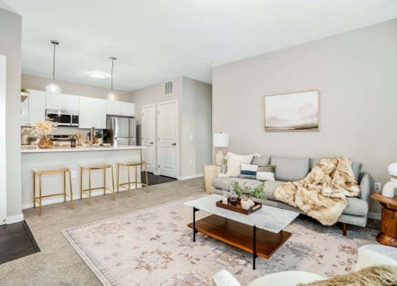 a living room with a couch and a coffee table