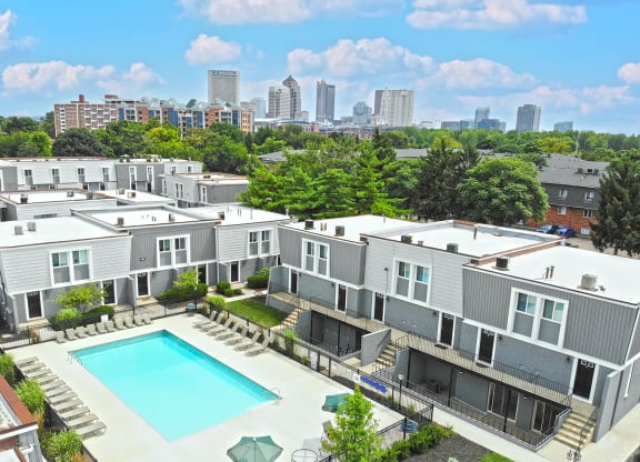 Pool Overview at Sonnenblick Apartments in Short North, Victorian Village, and Grandview Ohio