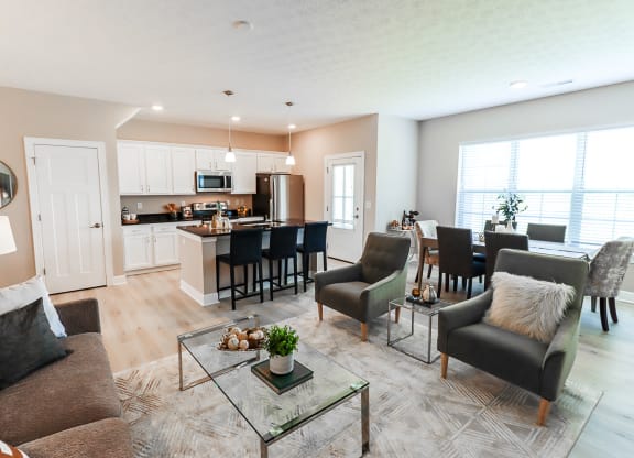Modern Kitchen at The Strand Luxury 2 bedroom townhomes in Grove City Ohio near Columbus