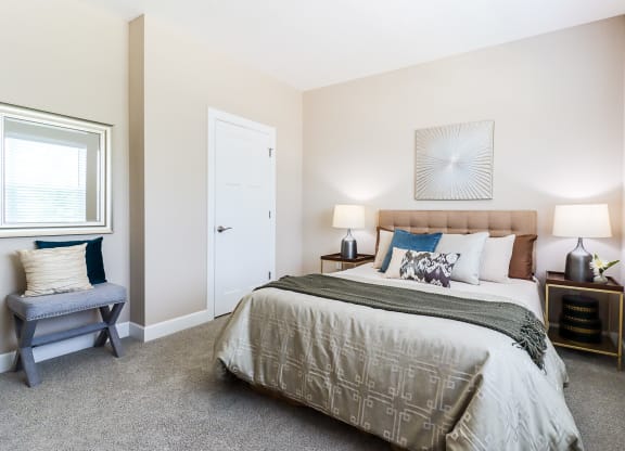 Bedroom at The Strand Luxury 2 bedroom townhomes in Grove City Ohio near Columbus