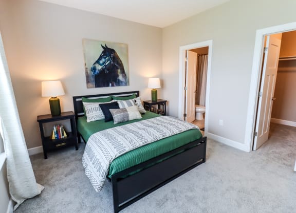 Bedroom at The Strand at Beulah Luxury 2 bedroom Townhomes for rent in Grove City Ohio