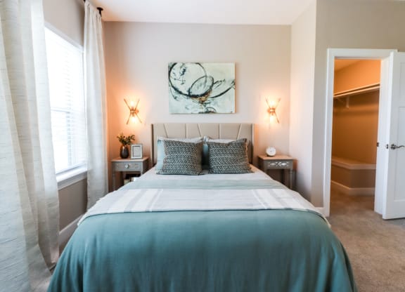 Bedroom at The Strand at Beulah Luxury 2 bedroom Townhomes for rent in Grove City Ohio