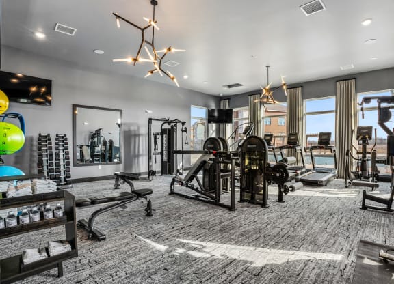 Fitness Center Gym at Northstar Flats Apartments in Sunbury, OH