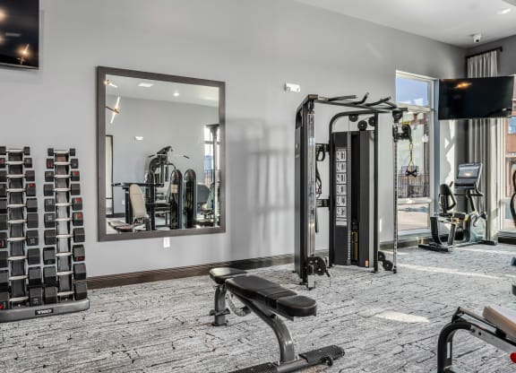 Fitness Center Gym at Northstar Flats Apartments in Sunbury, OH
