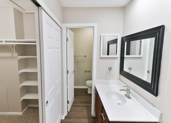Bathroom with Extra Storage at Asherton of Dublin Apartments
