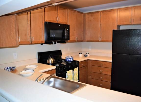A black stove top oven with a kettle on it.