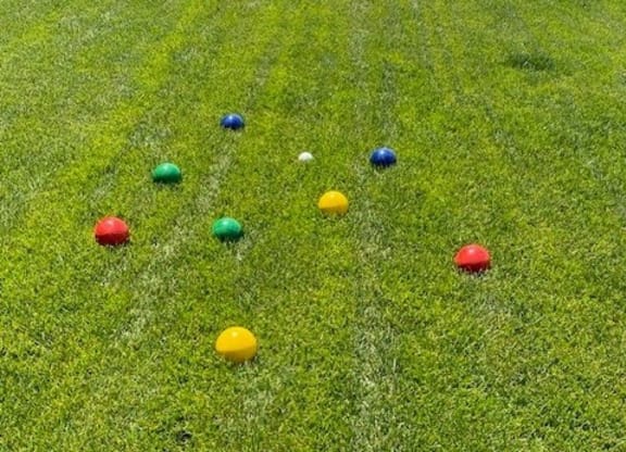 a group of colored balls in the grassat Westbury Apartments, Rancho Cucamonga, 91739