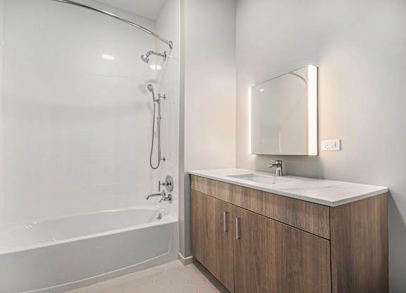 Bathroom With Adequate Storage at Thrive Exchange, Chicago, Illinois