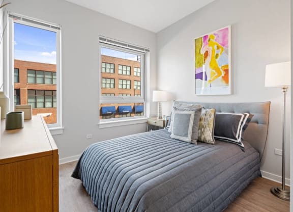 Master Bedroom at 23rd Place Apartment, Chicago, Illinois