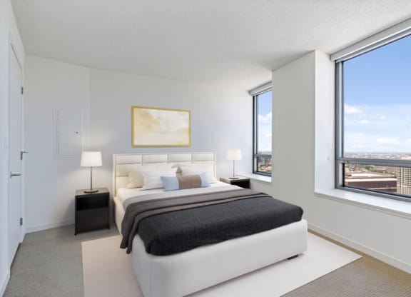Comfortable Bedroom With Large Window at Kingsbury Plaza, Chicago