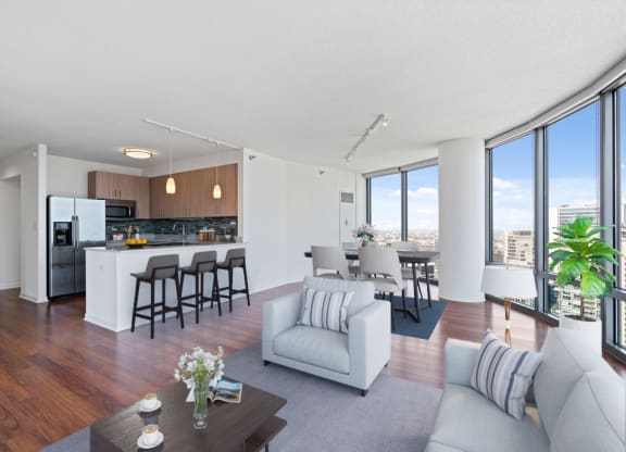 Living Room With Kitchen at Kingsbury Plaza, Chicago, IL