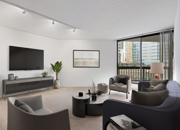Modern Living Room at Asbury Plaza, Chicago, Illinois
