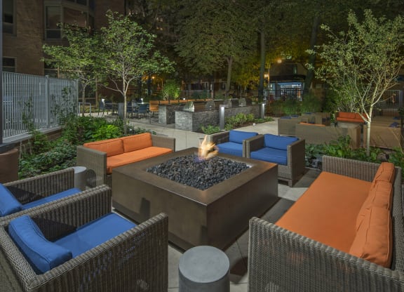 Outdoor Firepit at Elm Street Plaza, Chicago, Illinois