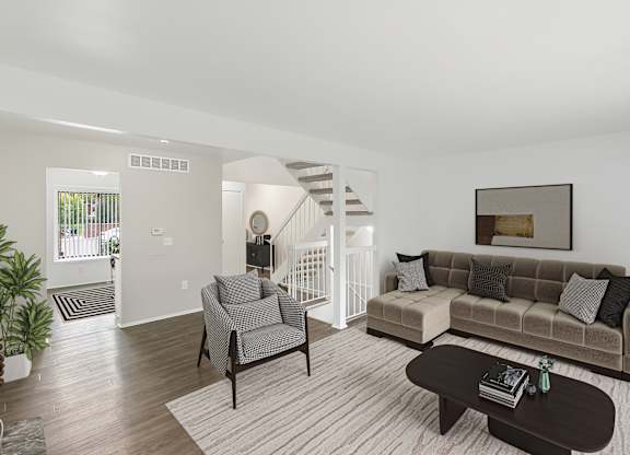 Living Room Interior at The Village of Hyde Park, Detroit, MI, 48207
