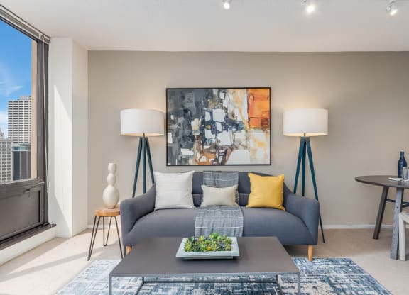 Living and dining area at Columbus Plaza, Illinois