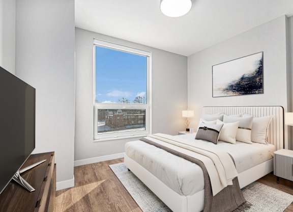 Comfortable Bedroom With Large Window at Thrive Exchange, Illinois , 60617