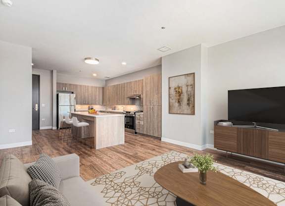 Classic Living Room Design With Television at Thrive Exchange, Chicago