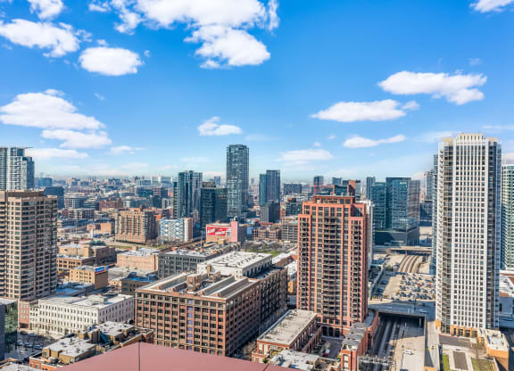 a view of the city from the top of a building at Cassidy on Canal, Chicago, Illinois