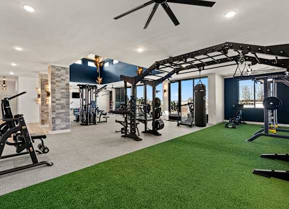 Well-equipped gym at Views at Flowers, Clayton, NC, 27527