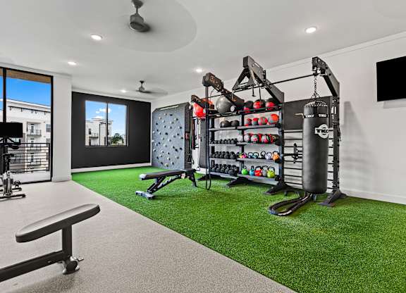 Home gym at Views at Flowers, North Carolina