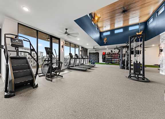Gym with treadmills at Views at Flowers, Clayton, North Carolina