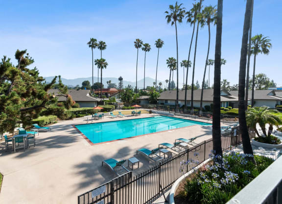 the swimming pool at the anaheim hills resort hotel at Terramonte Apartment Homes, California, 91767