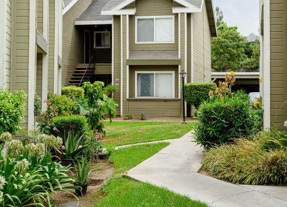 our apartments offer a walkway to the community at Sagewood Gardens Senior Apartments, California