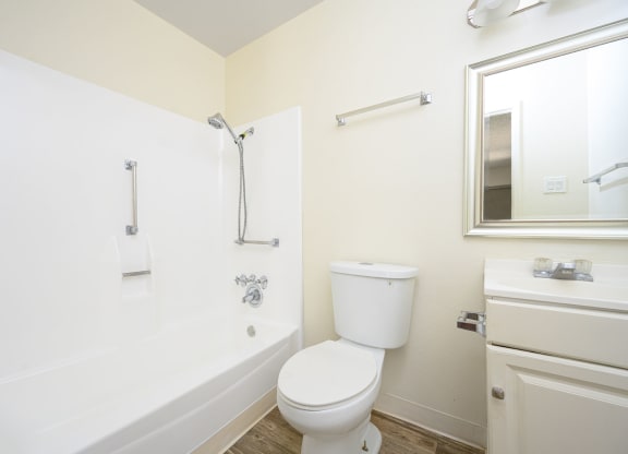 a bathroom with a bathtub and a toilet at Villa Hemet, Hemet, CA 92543