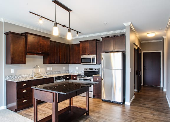 2 Bedroom Apartment with Center Kitchen Island  at Victoria Park and V2 Apartments, St. Paul, MN
