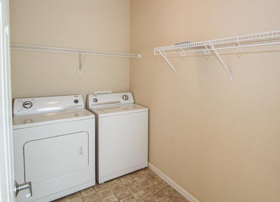 a washer and dryer in a small room