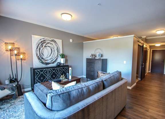 Spacious 1 Bedroom with Barn Door Bedroom  at Victoria Park and V2 Apartments, Minnesota