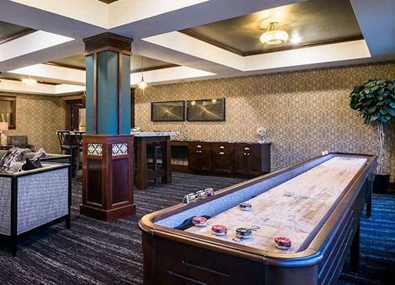 Resident Lounge with Shuffleboard  at Victoria Park and V2 Apartments, St. Paul, 55102