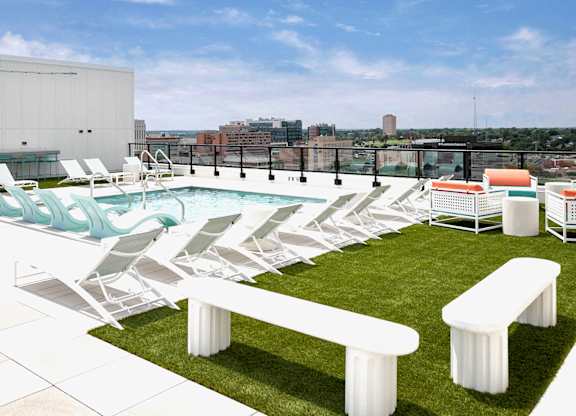 Rooftop pool at The Artisan at 39th in Omaha, NE