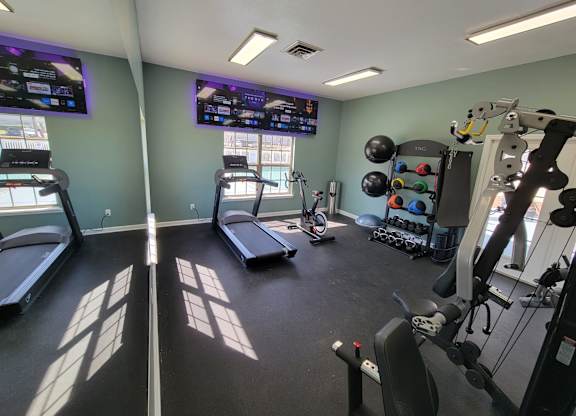 Newly renovated fitness center at Parham Pointe Apartments in Little Rock, AR