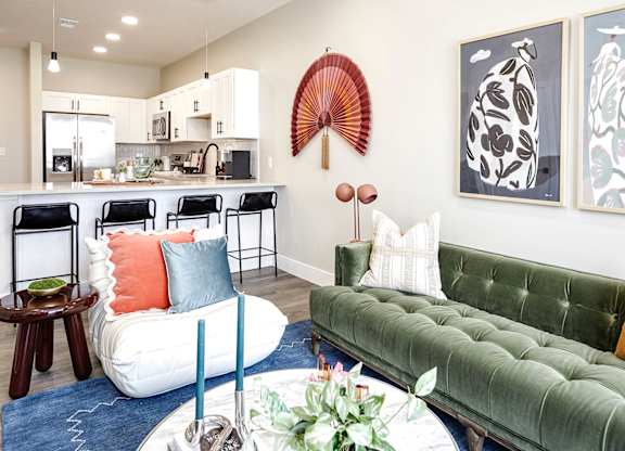 Model living room at The Artisan at 39th in Omaha, NE