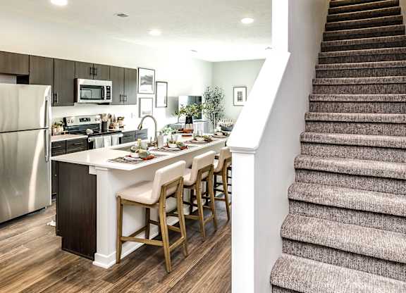 Modern kitchen model at The Trails at North Streams in Omaha, NE