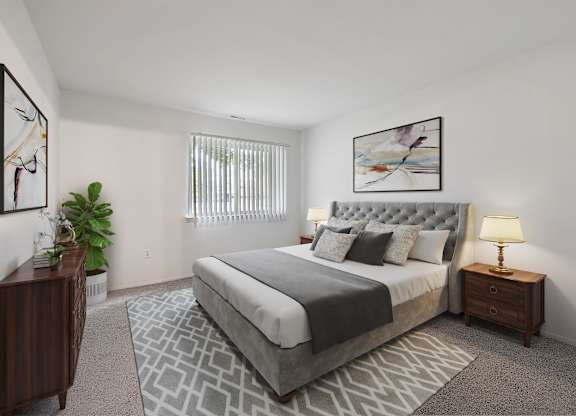 our apartments offer a bedroom with a king sized bed at Sunnymede Apartments - Troy, MI, Michigan