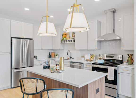Kitchen in a one-bedroom, one-bathroom apartment home at Lilia in Lilydale, MN 55118
