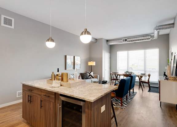 Kitchen island at Nuvelo at Parkside, Apple Valley