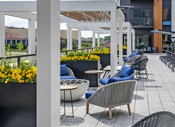 Outdoor sitting area at Central Park West, St. Louis Park, MN, 55416
