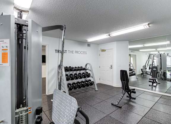 a gym with weights an at Cityscape, St Louis Park, MN, 55416