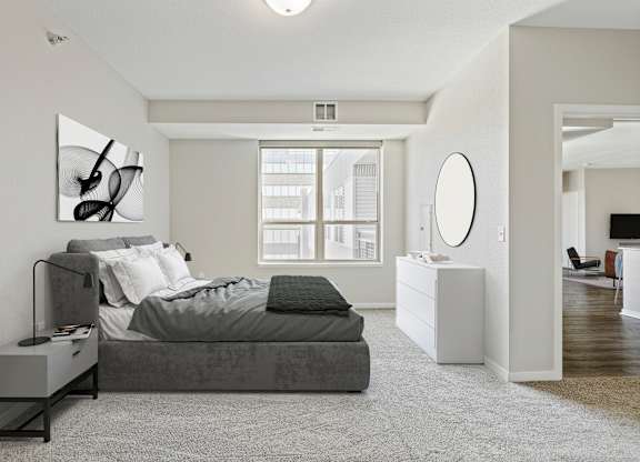 Bedroom decor at The Palmer, Minneapolis, MN, 55401