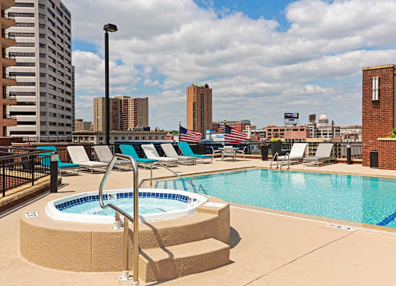 Rooftop Pool at Galtier Towers Apartments, St. Paul, MN, 55101