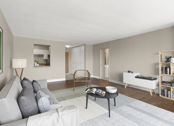 Modern Living Room at Kellogg Square, St. Paul, 55101