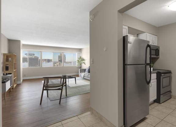 Kitchen and Livingroom at Kellogg Square, St. Paul