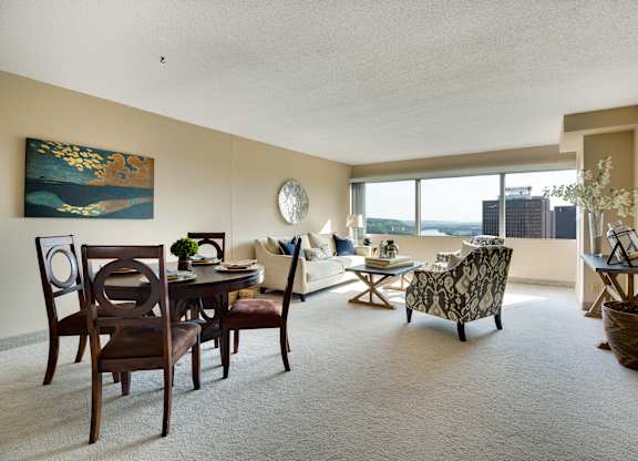 Living room at Kellogg Square, St. Paul, MN
