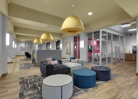 Clubhouse interior at Lowertown Lofts, St. Paul
