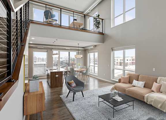 Living room with couch at Nuvelo at Parkside, Apple Valley, 55124