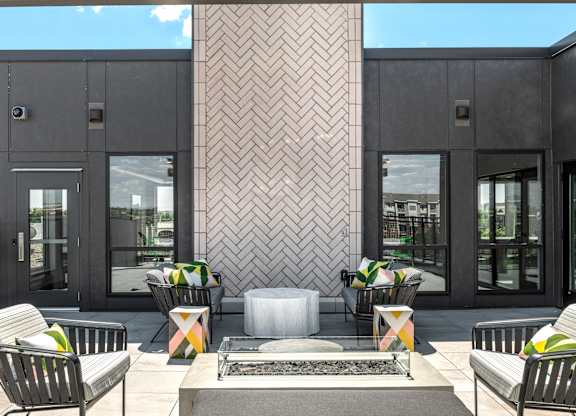 Outdoor firepit and rooftop lounge
